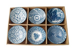 JOGO DE 6 BOWLS AZUL E BRANCO NORONHA