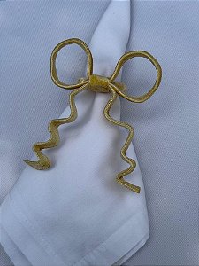 PORTA GUARDANAPO LAÇO DE VELUDO AMARELO