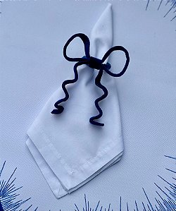 PORTA GUARDANAPO LAÇO DE VELUDO AZUL MARINHO
