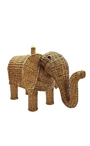 PEDESTAL DE ABAJUR ELEFANTE EM JUNCO NATURAL