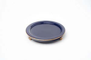 PORTA JARRA LISO AZUL MARINHO COM PÉ DOURADO