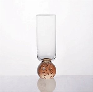 TAÇA LUA RETA VIDRO ESFERA ÂMBAR