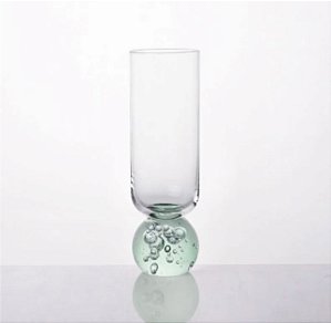 TAÇA LUA RETA VIDRO ESFERA VERDE