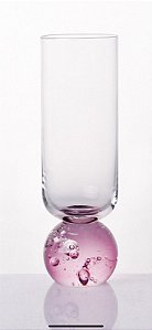 TAÇA LUA RETA VIDRO ESFERA ROSA