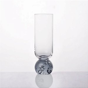 TAÇA LUA RETA VIDRO ESFERA CINZA