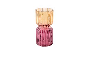 VASO EM VIDRO DEGRADÊ ÂMBAR E FUCSIA