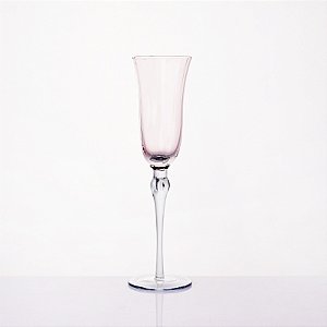 TAÇA CHAMPAGNE  FLOR CRISTAL ROSA