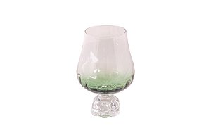 TAÇA FLOR EM VIDRO TRANSPARENTE E VERDE