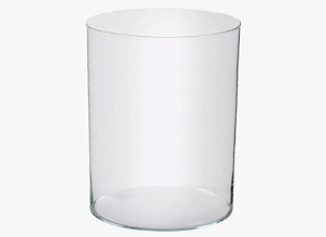 VASO EM VIDRO TRANSPARENTE CILINDRICO