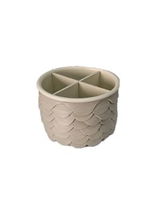 PORTA TALHER EM ALUMINIO COM DIVISÓRIA ESCAMAS OFF WHITE