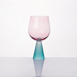 TAÇA SOL EM VIDRO ROSA E AZUL