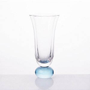 TAÇA FLOR ALTA EM VIDRO ESFERA AZUL