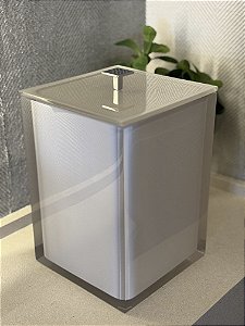 LIXEIRA QUADRADA - CRISTAL PERÓLA - PUXADOR CROMADO