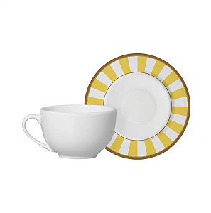 XÍCARA DE CHÁ COM PIRES STRIPE AMARELO - UNIDADE