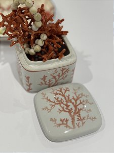 CAIXA DE PORCELANA CORAL VERMELHO