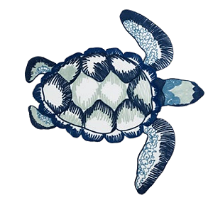 JOGO AMERICANO TARTARUGA BRANCO COM BORDADO AZUL