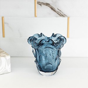 VASO DE VIDRO FLOR ITALY AZUL - PP