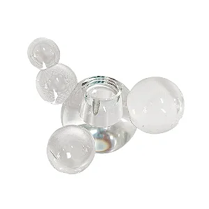 CASTIÇAL BOLAS EM VIDRO TRANSPARENTE