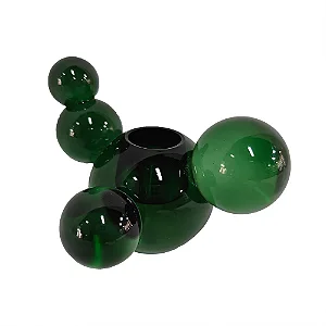 CASTIÇAL BOLAS EM VIDRO VERDE