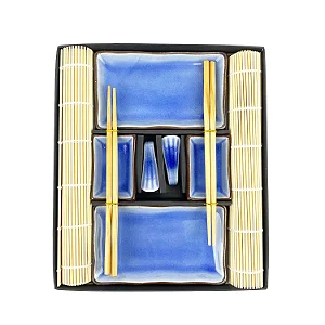 JOGO DE SUSHI PARA 2 PESSOAS EM CERÂMICA AZUL