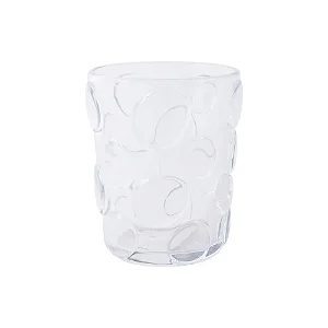COPO EM VIDRO TRANSPARENTE COM TEXTURA BOLHAS