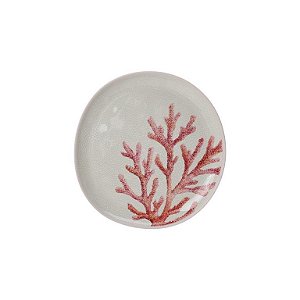 PRATO SOBREMESA EM MELAMINA COM CORAL VERMELHO