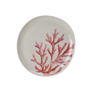 PRATO RASO EM MELAMINA COM CORAL VERMELHO