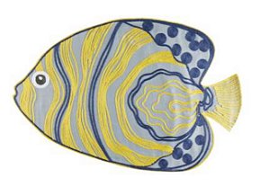 JOGO AMERICANO PEIXE AZUL COM BORDADO AZUL E AMARELO