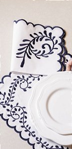 GUARDANAPO BRANCO VERSAILLES AZUL MARINHO