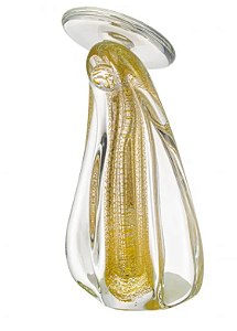ESCULTURA SANTA EM VIDRO TRANSPARENTE E DOURADO