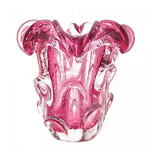 VASO DE VIDRO FLOR ITALY ROSA - M