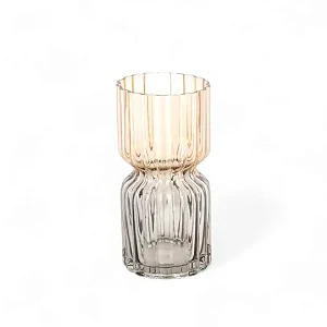 VASO EM VIDRO G - ÂMBAR E CINZA