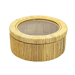 CAIXA DECORATIVA REDONDA EM RATTAN P