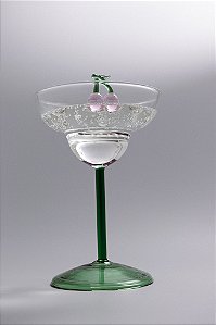 CONJ. 6 TAÇAS DRINK COM CEREJA E BASE VERDE