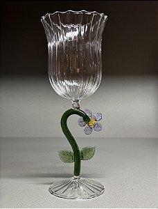CONJ. 6 TAÇAS COM FLORES E BASE VERDE