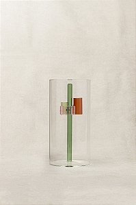 VASO DE VIDRO COM APOIO INTERNO COLORIDO - M