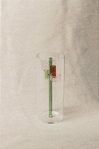 VASO DE VIDRO COM APOIO INTERNO COLORIDO - G