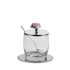 POTE / PORTA GELEIA PADOVA INOX COM PEDRA AMETISTA E COLHER