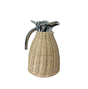 GARRAFA TÉRMICA DE INOX COM TRELIÇA RATTAN CAMURÇA