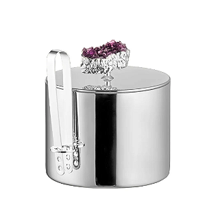 BALDE GELO INOX PEQUENO COM PINÇA E PEDRA AMETISTA