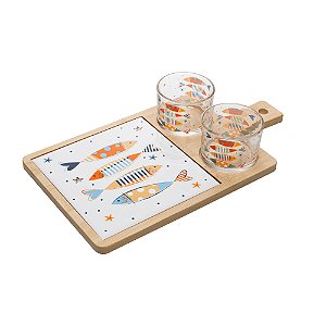 CONJ. BANDEJA BAMBU E TÁBUA IKI COM MOLHEIRAS