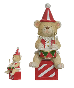 URSO DE NATAL MÚSICO COM TAMBOR