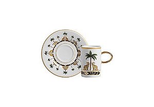 CONJ. 6 XÍCARAS DE CHÁ C/ PIRES JAGUAR GOLD PALMEIRA
