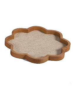 BANDEJA MADEIRA CLARA FLOR COM TRAMA NATURAL - P