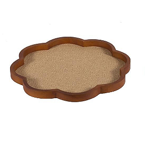 BANDEJA MADEIRA ESCURA FLOR COM TRAMA NATURAL - M