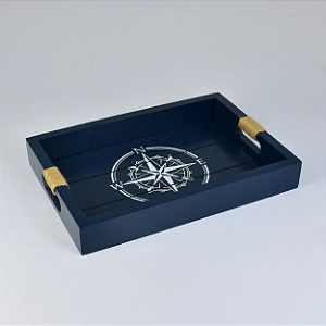 BANDEJA AZUL MARINHO ROSA DOS VENTOS COM ALÇA