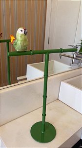 PORTA TOALHA VERDE DE FERRO COM PÁSSARO VERDE