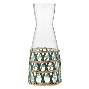 JARRA DE VIDRO E RATTAN VERDE