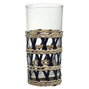 CJ DE COPOS COM RATTAN - 6 PCS - 15CM - AZUL MARINHO