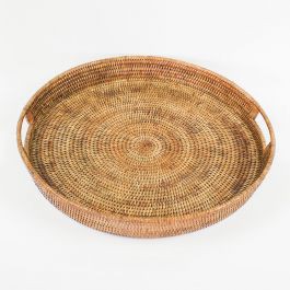 BANDEJA DE RATTAN PHUKET 40cm COM VIDRO
